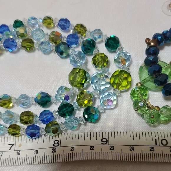 Vintage Blue and Green Multi-Strand Necklace Set - Picture 3 of 5